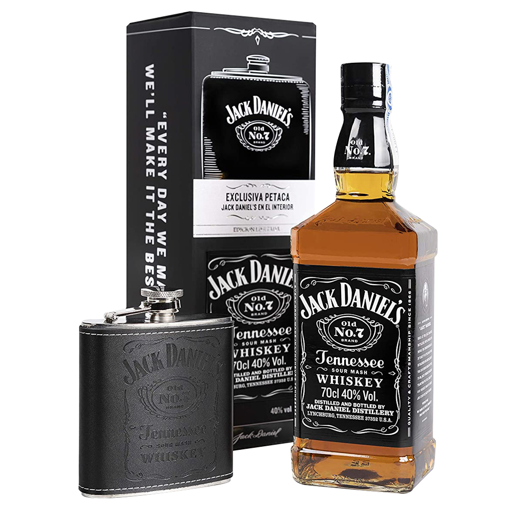 Whisky Jack Daniels con petaca exclusiva de cuero de regalo